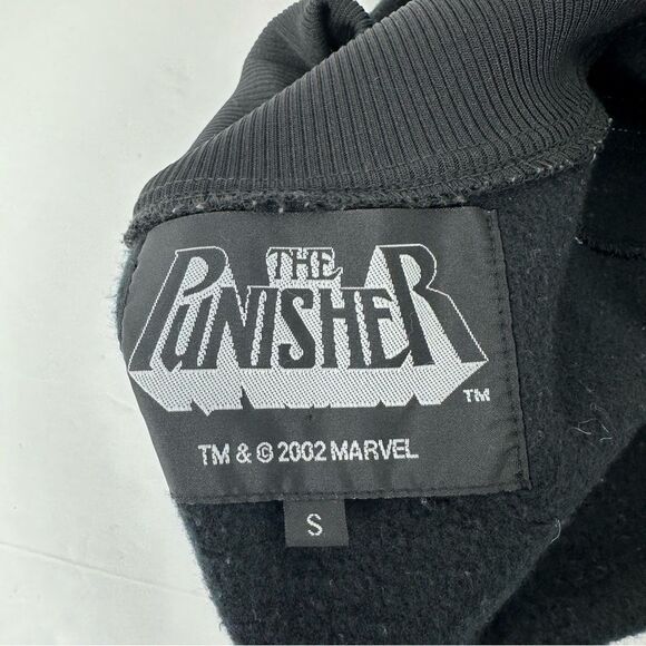 Marvel Punisher Black Bomber Jacket White Trim w/ Pockets, Size S - Picture 9 of 12